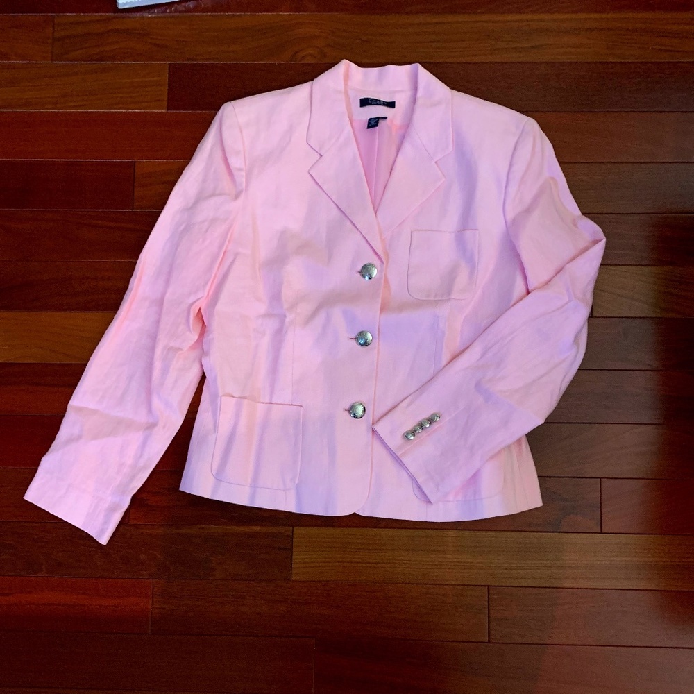 CHAPS by Ralph Lauren 100% linen pink blazer